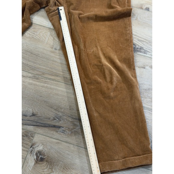 Brooks Brothers Elliot Mens 38x30 Brown Corduroy Pleated Cuffed Pants100% Baggy - Picture 5 of 8